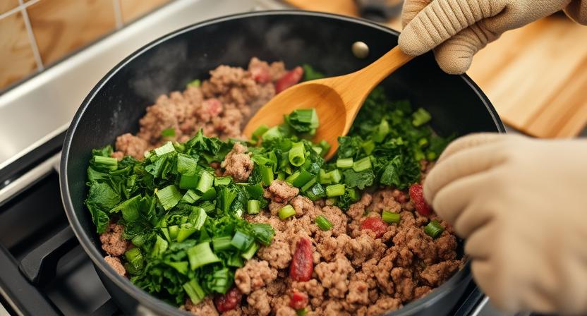 ground beef and kale recipe