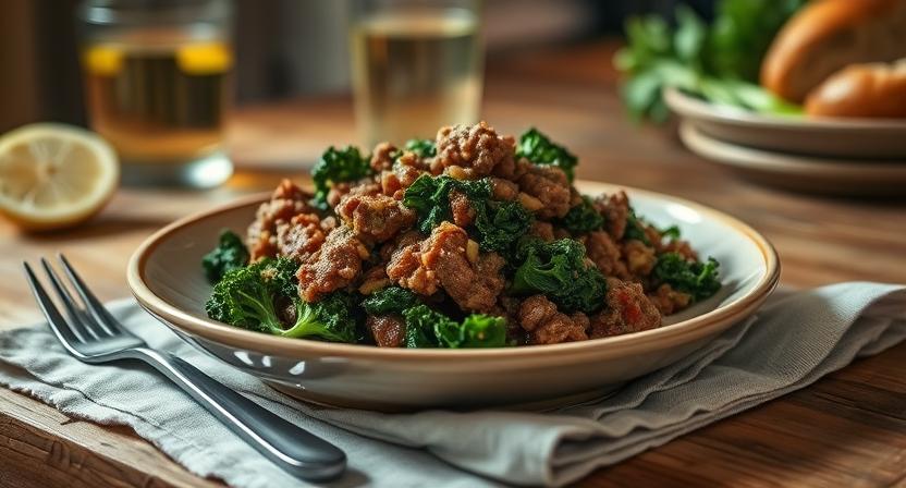 ground beef and kale recipe